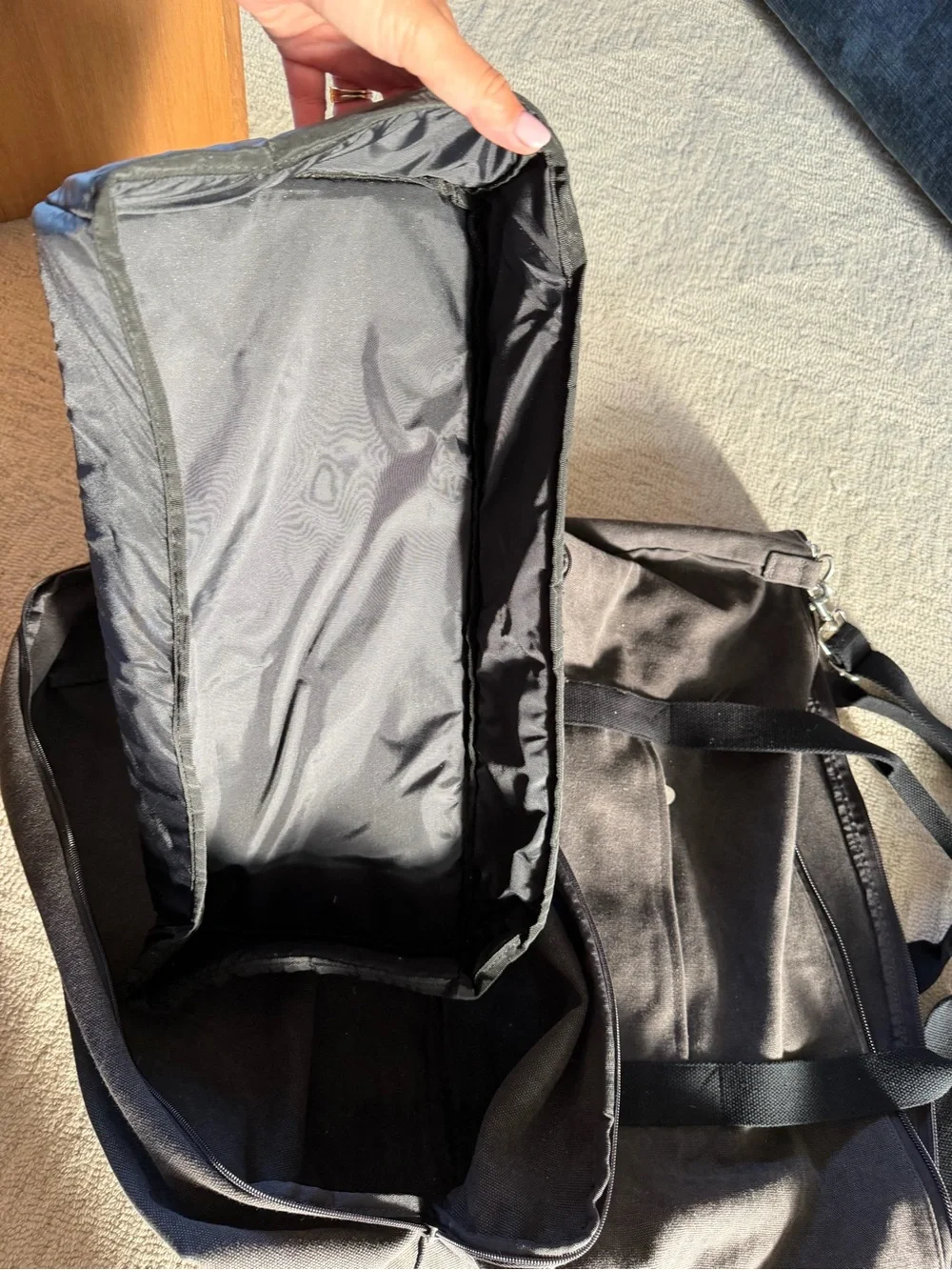 Charcoal Canvas Weekend Duffel Bag with Shoe Compartment